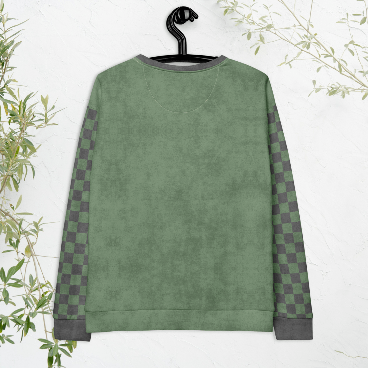 Bookish Goose On the Loose Sweatshirt – Sage Green Checkerboard Academia Crew