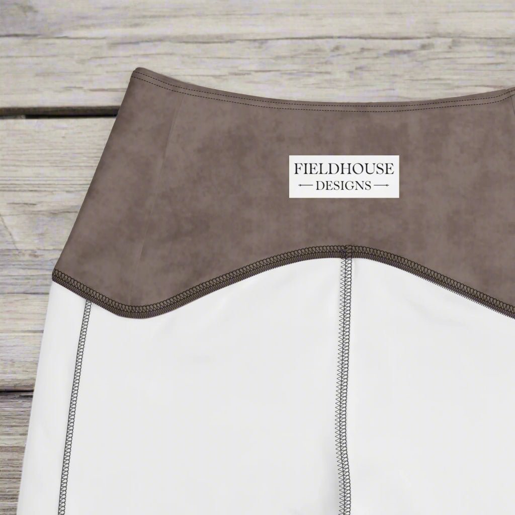 Close-up of a product with 'Fieldhouse Designs' label on a wood background