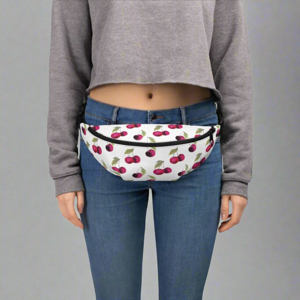 Cherry Print Fanny Pack – Stylish & Water - Resistant FieldHouse Designs - Fanny Pack