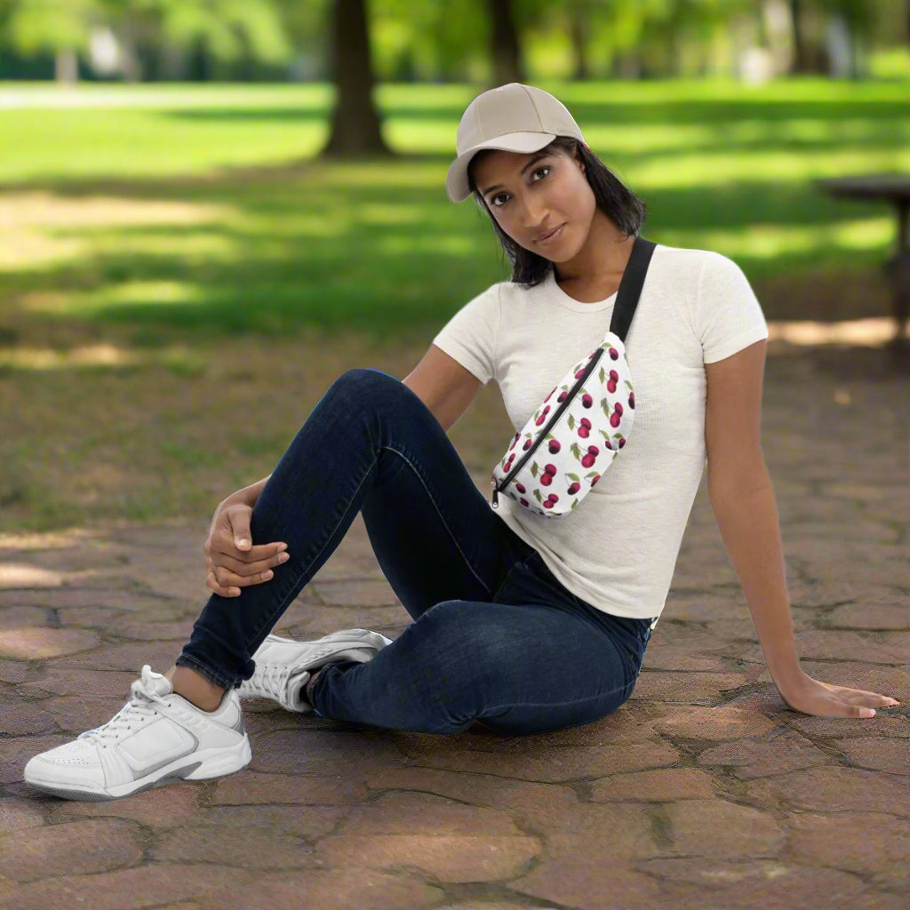 Cherry Print Fanny Pack – Stylish & Water - Resistant FieldHouse Designs - Fanny Pack