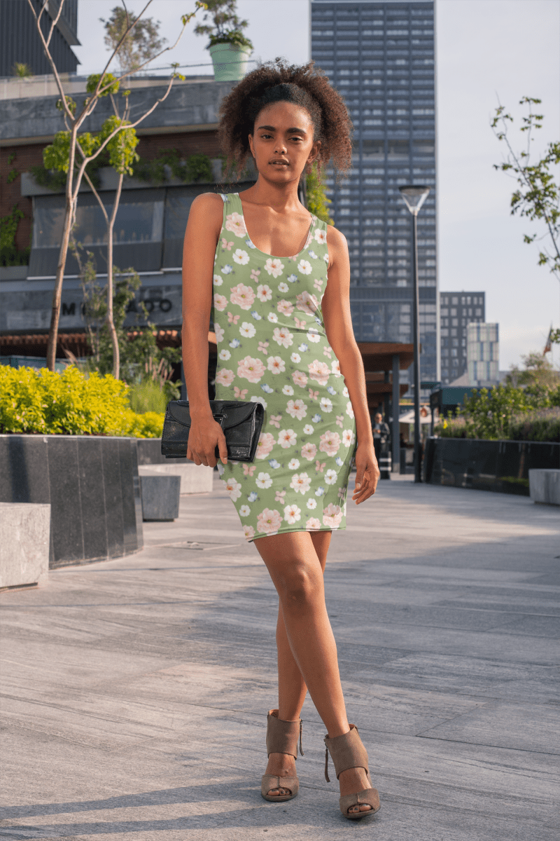 Cottagecore Floral Bodycon Dress | Boho Charm with a Curve - Hugging Fit - Bodycon Dress
