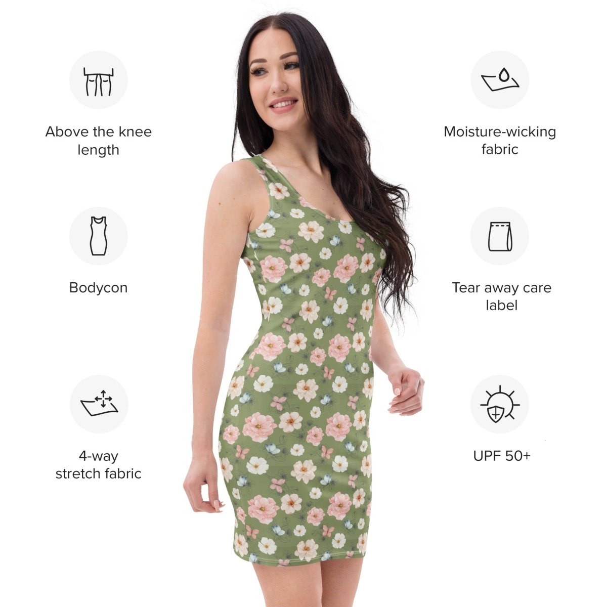 Cottagecore Floral Bodycon Dress | Boho Charm with a Curve - Hugging Fit - Bodycon Dress