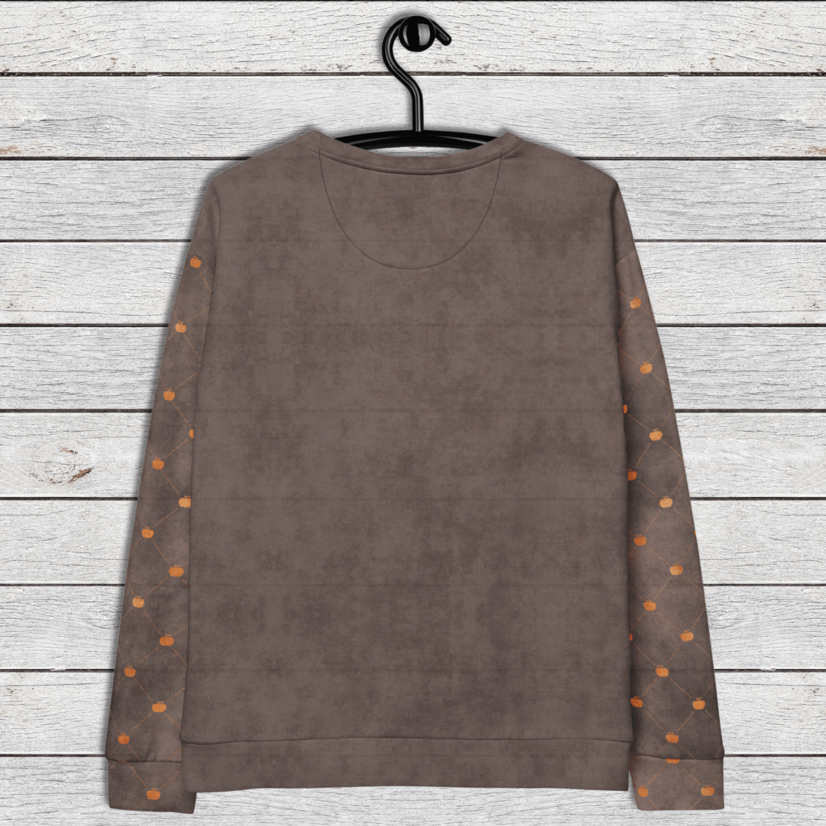 Crewneck Sweatshirt Brown Pumpkin Sleeves 2XS–6XL | Dancing Skeletons Halloween Graphic | Fall Pumpkin Patch Aesthetic