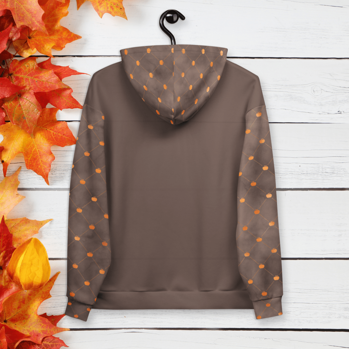 Dancing Skeletons Hoodie – Recycled Unisex Halloween Hoodie with Pumpkins & Fall Florals
