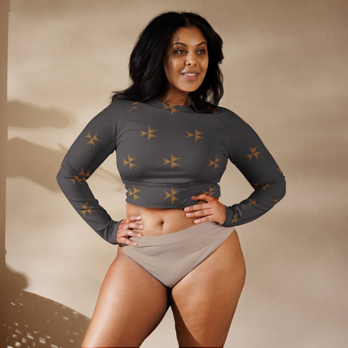 Eco - Friendly Long - Sleeve Crop Top – Recycled Polyester Activewear - Crop Top