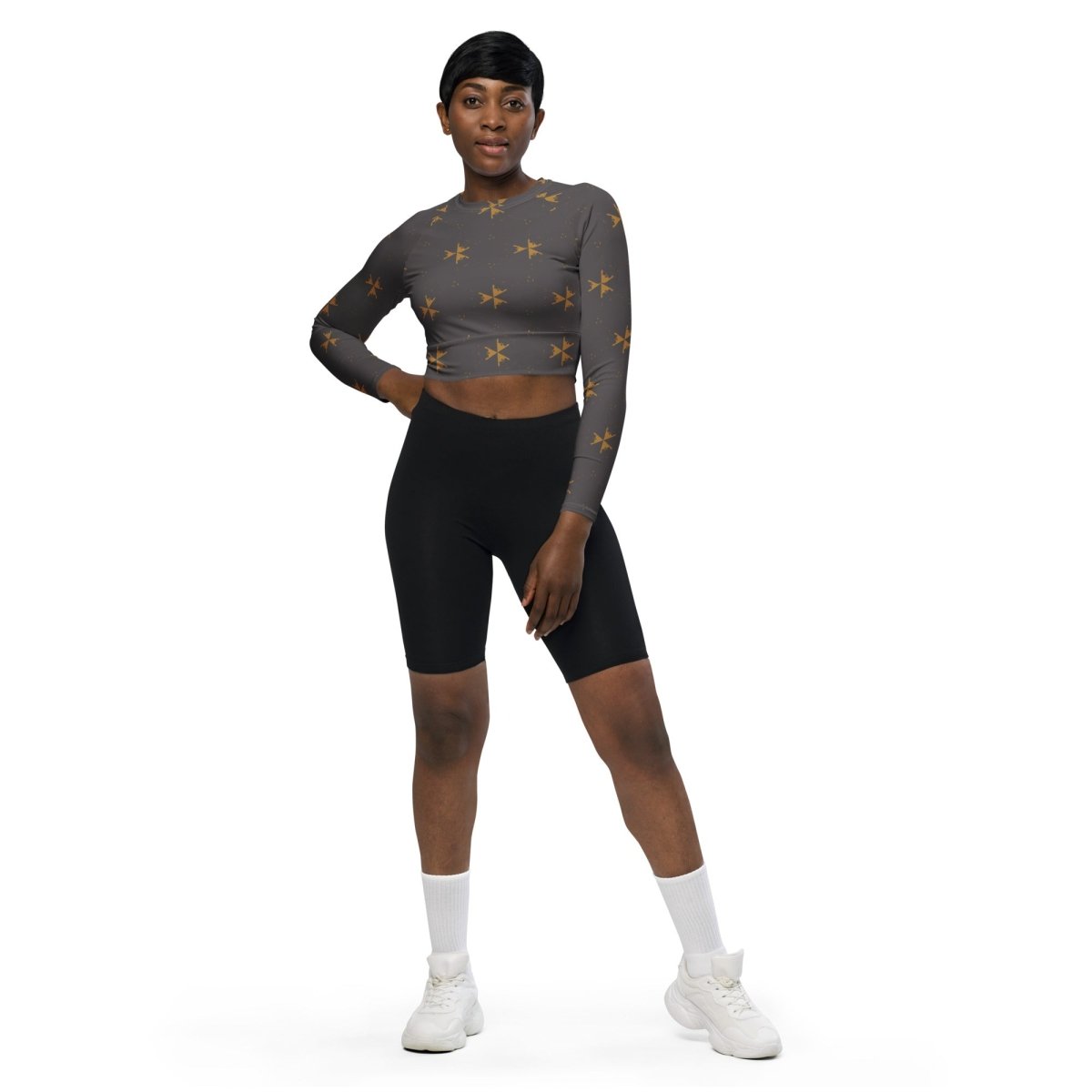 Eco - Friendly Long - Sleeve Crop Top – Recycled Polyester Activewear - Crop Top