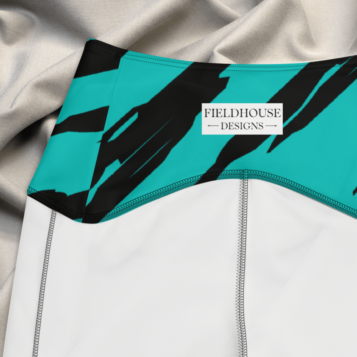 💥 Electric Teal Tiger Stripe Pocket Leggings – Wild Streaks, High - Impact Style