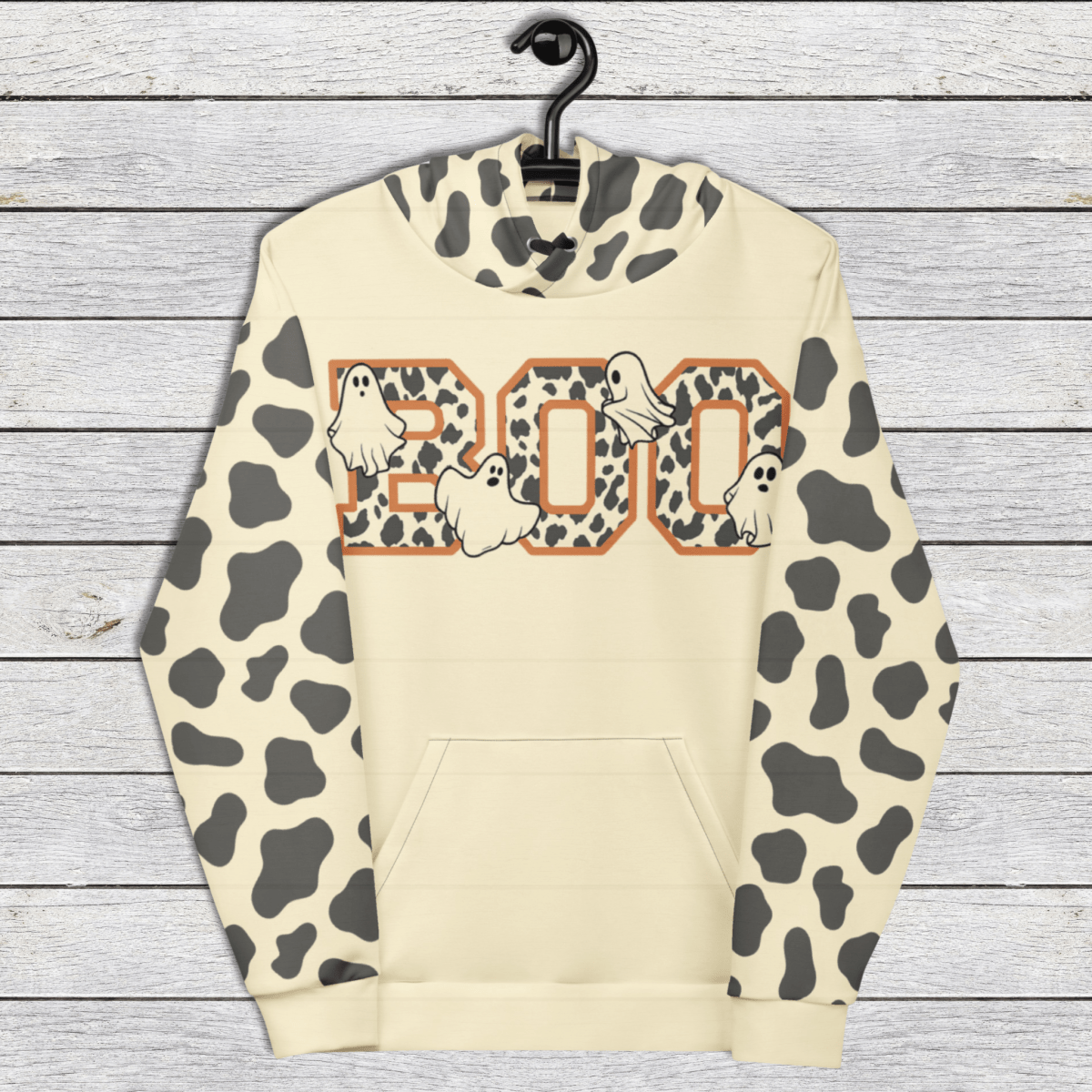 Hoodie Boo Ghost Print 2XS–6XL | Cow Print Halloween Hoodie | Fall Spooky Cute Sweatshirt