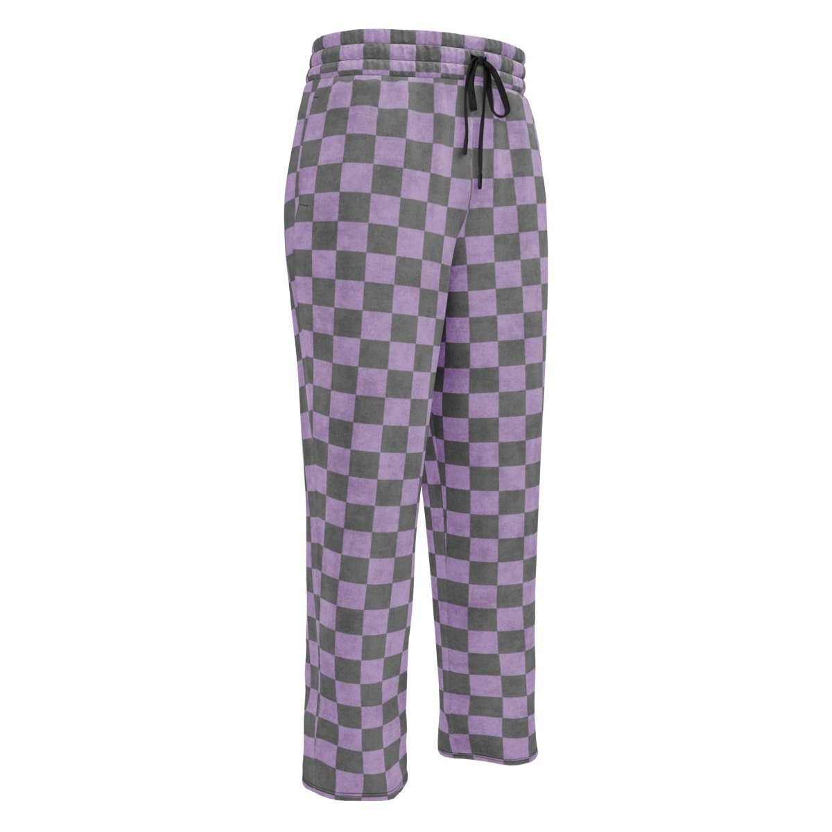 Checkered pants with purple and gray