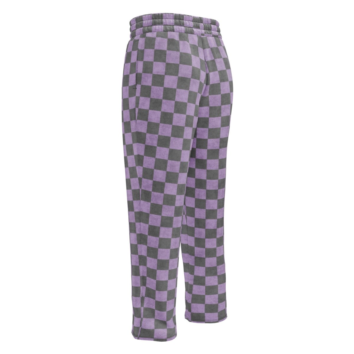 Checkered pants with purple and gray
