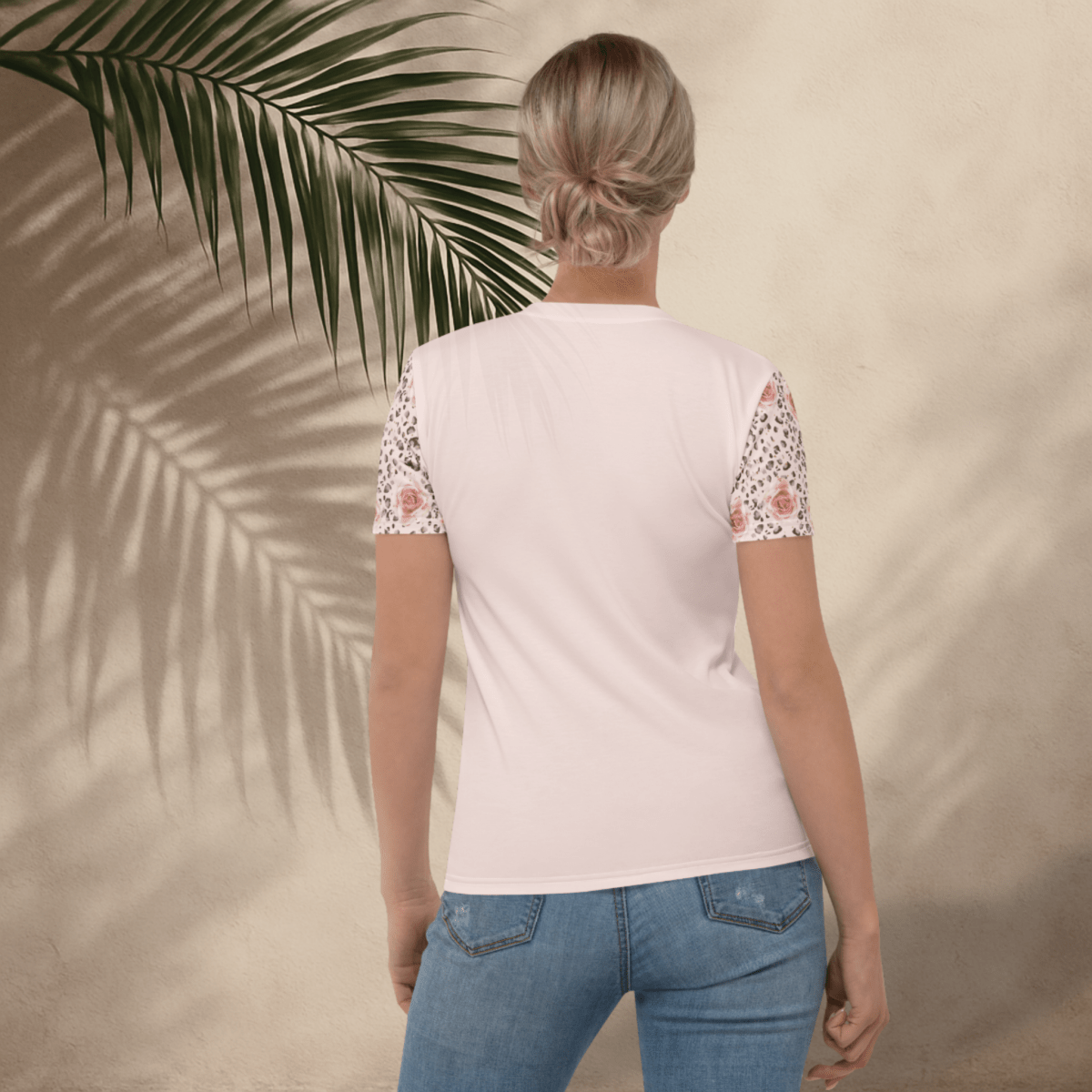 Mom Life Skull Tee | Blush Pink Graphic Shirt with Leopard & Rose Sleeves