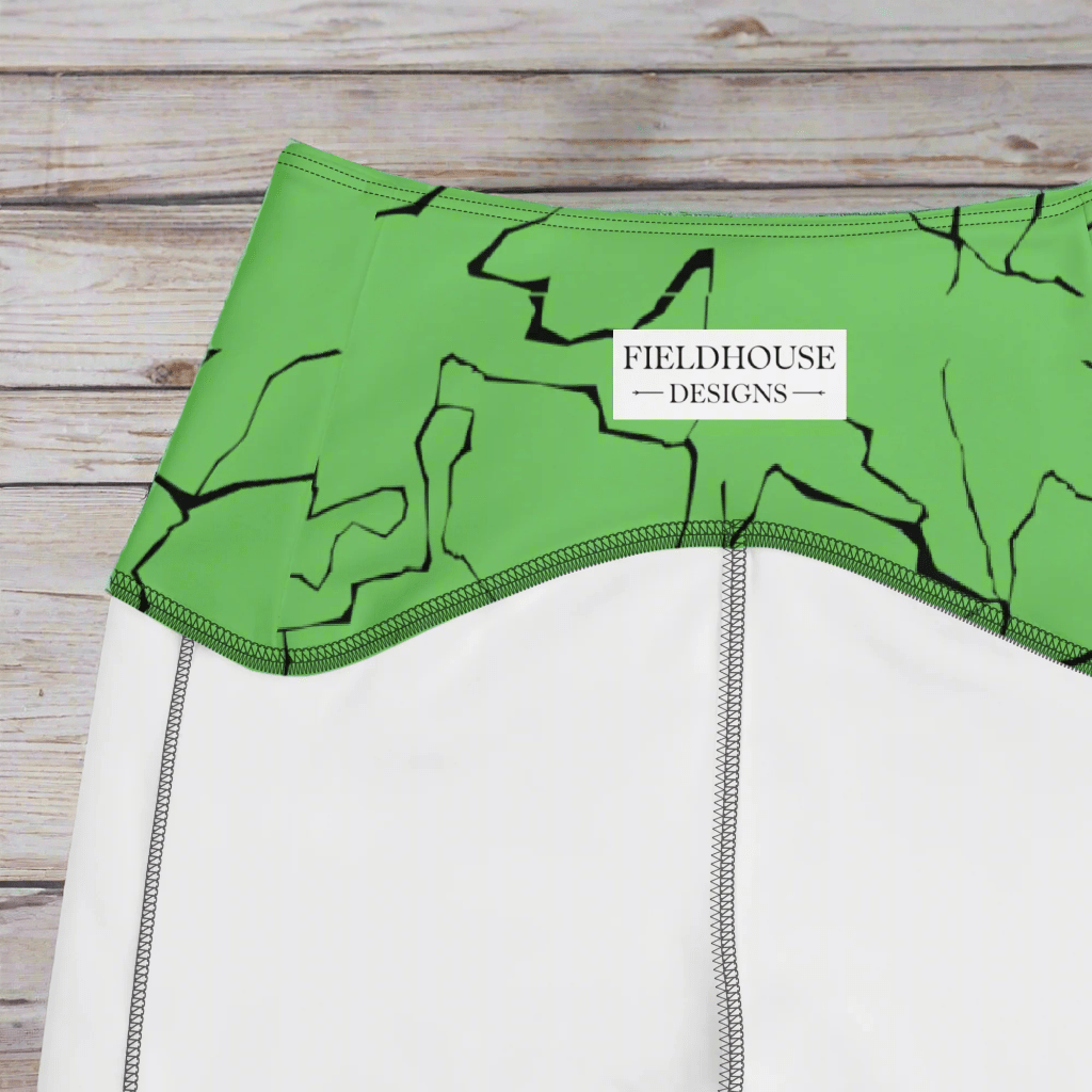 Neon Green Crackle Pocket Leggings – Fracture Print