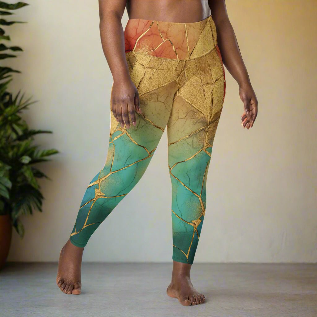 Rainbow Gold Crackle Pocket Leggings | Dopamine Dressing