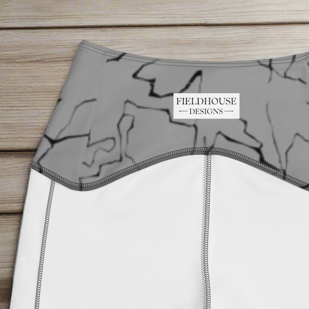 Gray waistband with 'Fieldhouse Designs' label on a white background