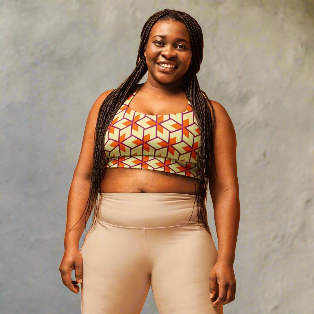 Retro Geometric Recycled Sports Bra XS - 3XL - Sports Bra