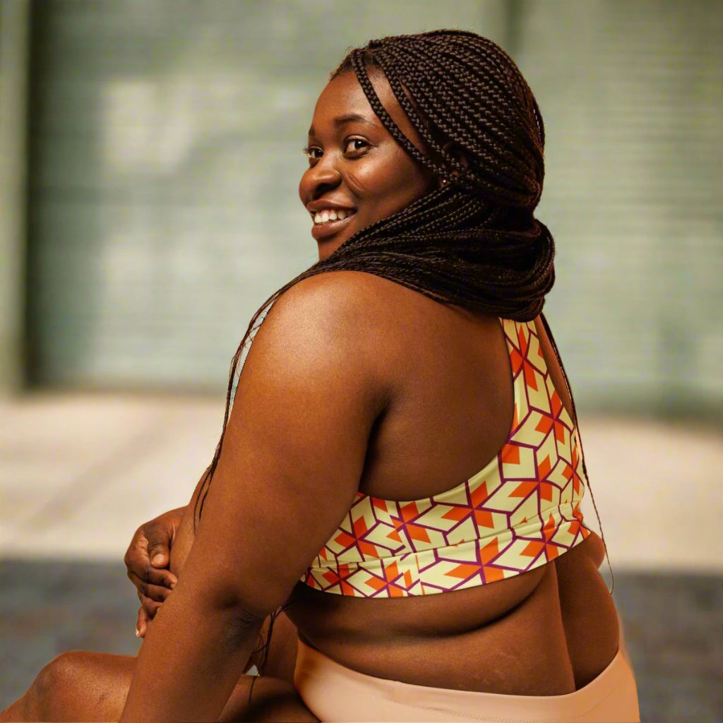 Retro Geometric Recycled Sports Bra XS - 3XL - Sports Bra