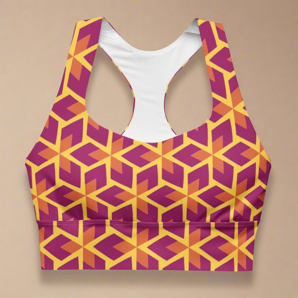 Purple Geometric Recycled Sports Bra XS - 3XL - Sports Bra