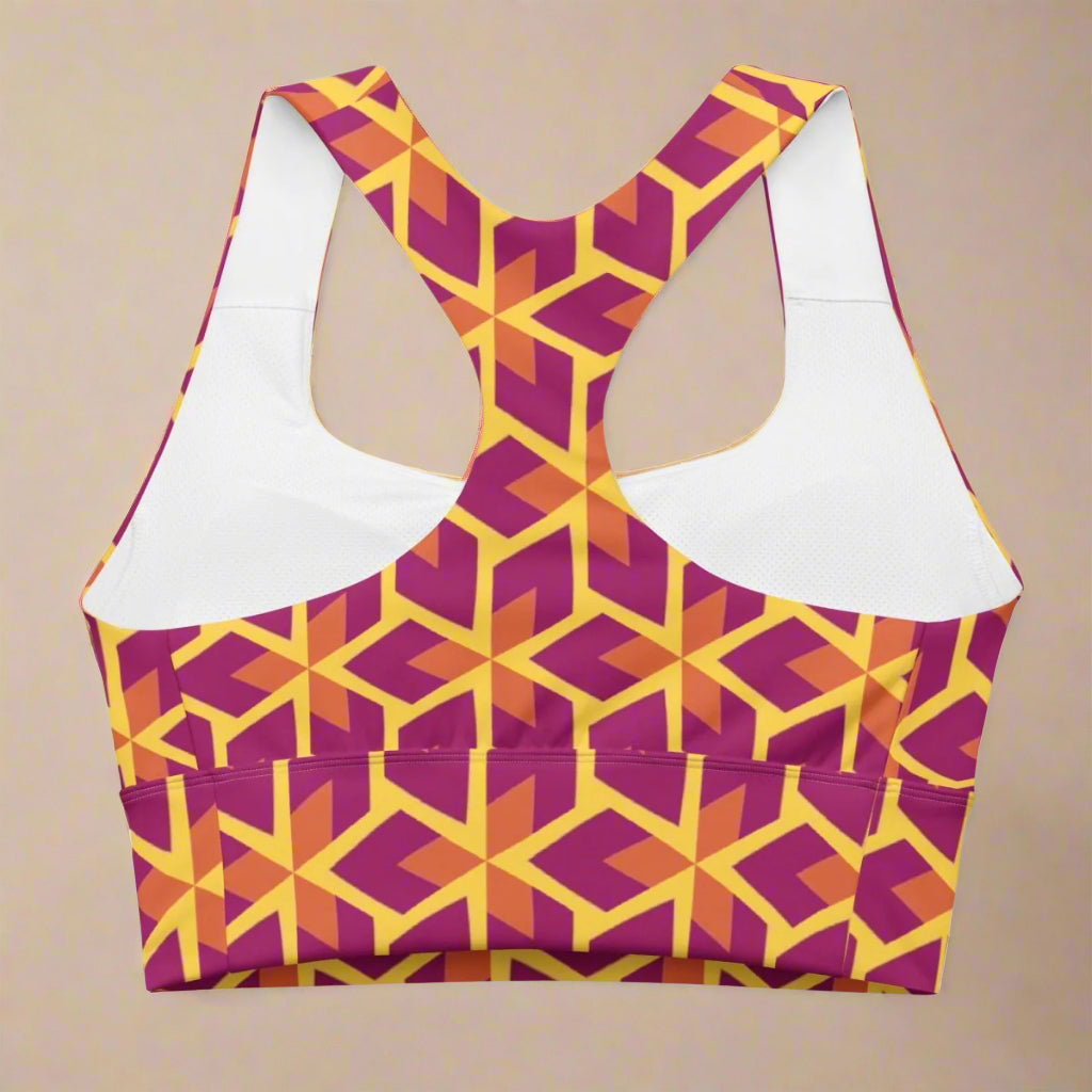 Purple Geometric Recycled Sports Bra XS - 3XL - Sports Bra