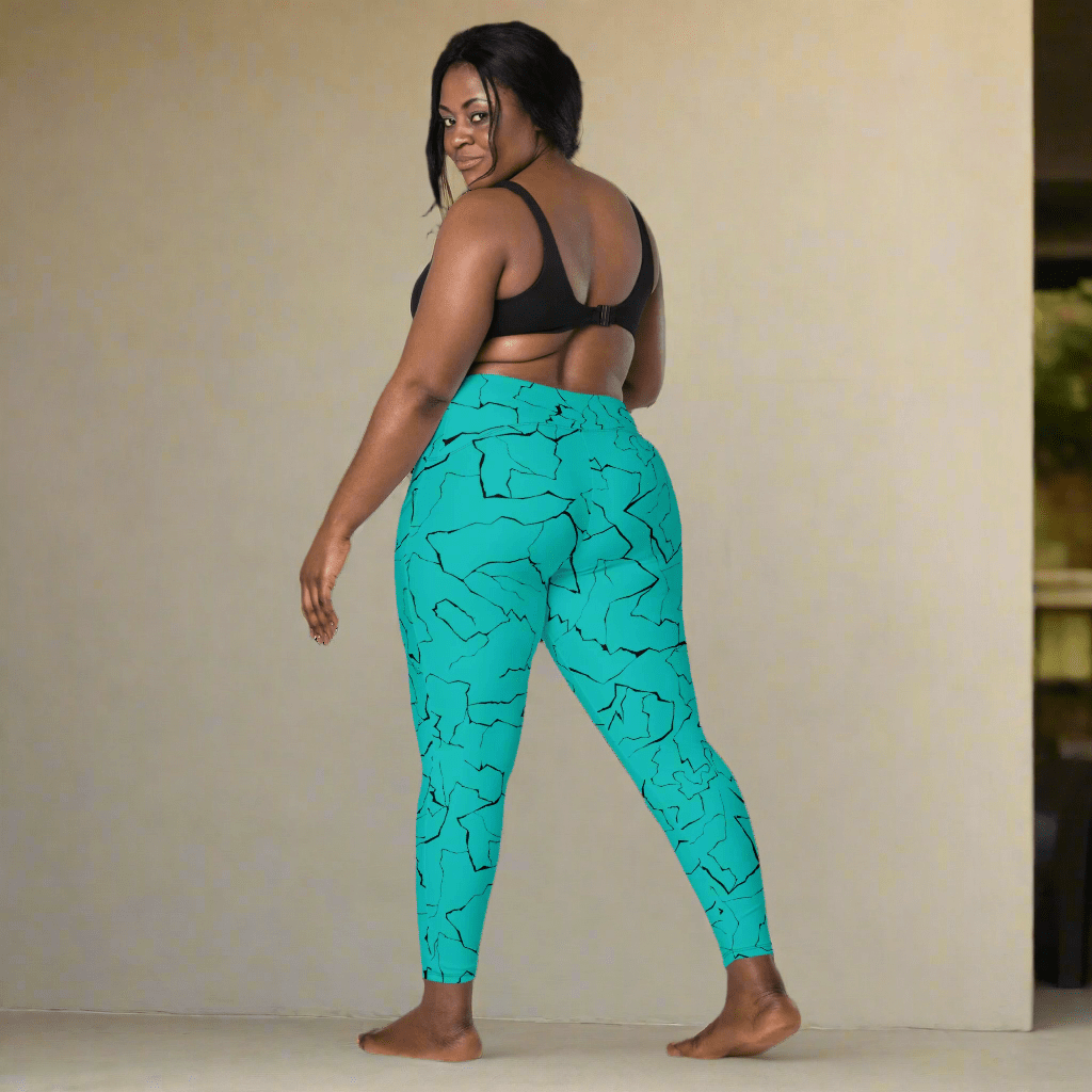 Teal Crackle Pocket Leggings – Fracture Print