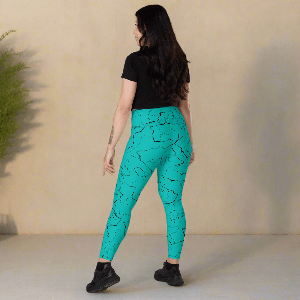 Teal Crackle Pocket Leggings – Fracture Print