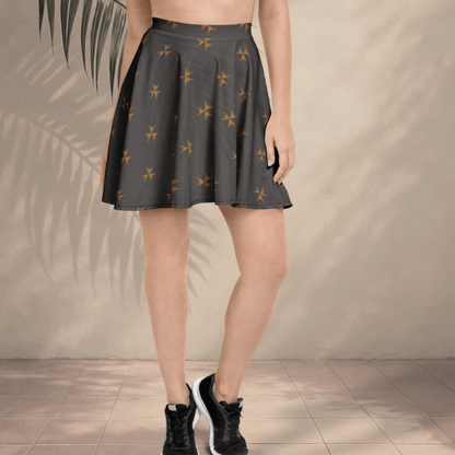 Arrow Dust Skater Skirt | Rustic Gold & Charcoal Boho Print for Wild Souls - Skater Skirt