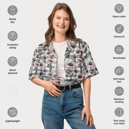 Blush Bloom Plaid Button - Up Shirt – Grunge Floral Contrast