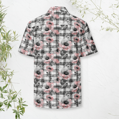 Blush Bloom Plaid Button - Up Shirt – Grunge Floral Contrast