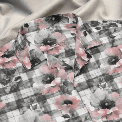 Blush Bloom Plaid Button - Up Shirt – Grunge Floral Contrast