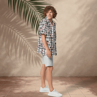 Blush Bloom Plaid Button - Up Shirt – Grunge Floral Contrast