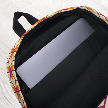 Backpack with a laptop compartment on a light wooden surface