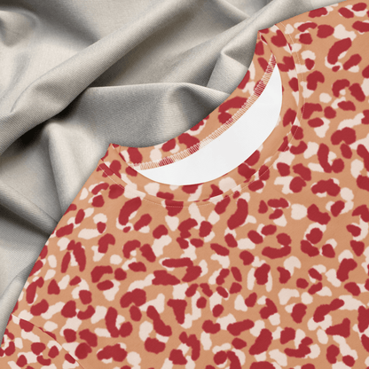 Bold Red Leopard Print T-Shirt Dress – All - Over Print Oversized Streetwear for Women