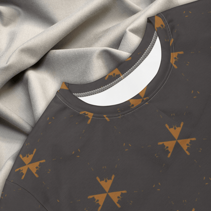 Charcoal Arrow Print T-Shirt Dress – Grunge Oversized Streetwear for Women