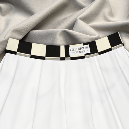 Checkmate Skater Skirt | Classic Black & Cream Checkerboard Print - Skater Skirt