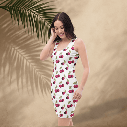 Cherry Bomb Bodycon Dress | Retro Fruit Print with a Flirty Boho Twist - Bodycon Dress