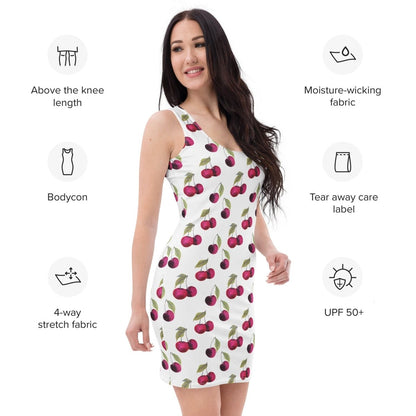 Cherry Bomb Bodycon Dress | Retro Fruit Print with a Flirty Boho Twist - Bodycon Dress