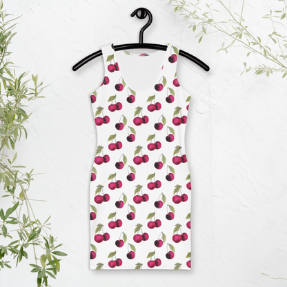 Cherry Bomb Bodycon Dress | Retro Fruit Print with a Flirty Boho Twist - Bodycon Dress