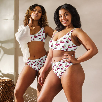 Cherry Pop Recycled High - Waisted Bikini – Retro Summer Swimwear - Ladies Bikini