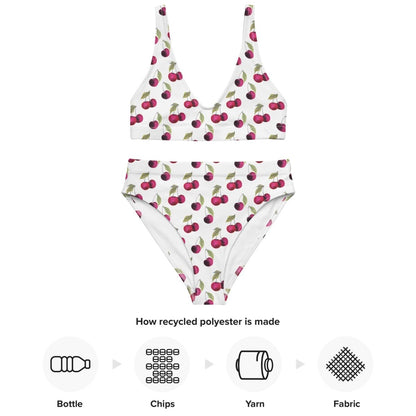 Cherry Pop Recycled High - Waisted Bikini – Retro Summer Swimwear - Ladies Bikini