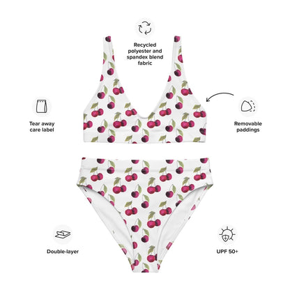 Cherry Pop Recycled High - Waisted Bikini – Retro Summer Swimwear - Ladies Bikini