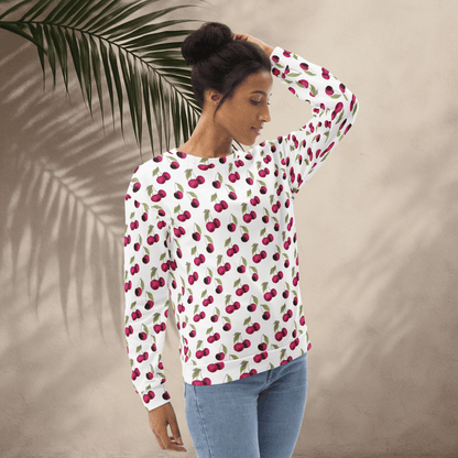 Cherry Print Sweatshirt – All - Over Fruit Pattern | Playful Retro Vibes