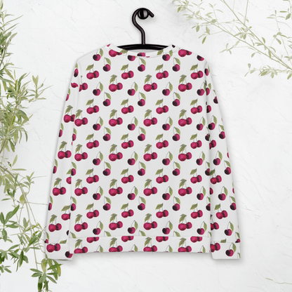 Cherry Print Sweatshirt – All - Over Fruit Pattern | Playful Retro Vibes