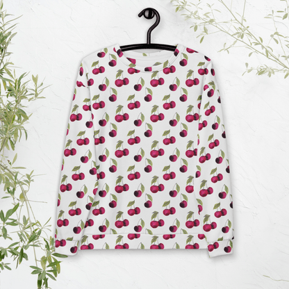 Cherry Print Sweatshirt – All - Over Fruit Pattern | Playful Retro Vibes