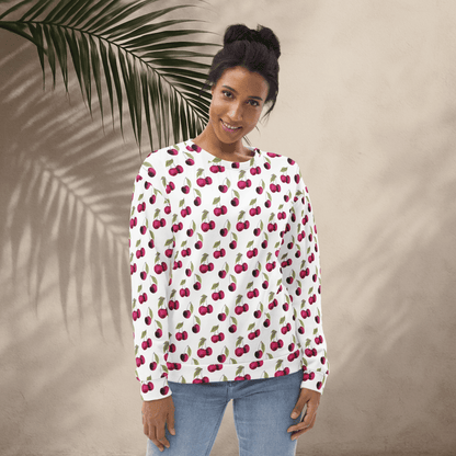 Cherry Print Sweatshirt – All - Over Fruit Pattern | Playful Retro Vibes
