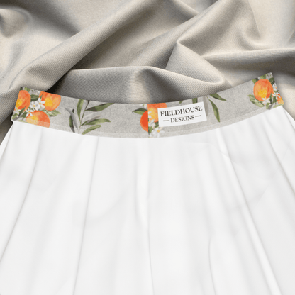 skirt with a floral trim and 'Fieldhouse Designs' label on a white background