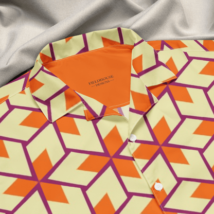 Citrus Pop Button - Up Shirt | Retro Geometric Print | 2XS–6XL