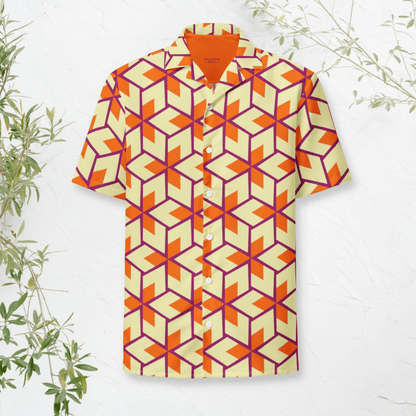 Citrus Pop Button - Up Shirt | Retro Geometric Print | 2XS–6XL
