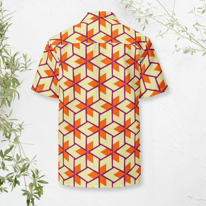 Citrus Pop Button - Up Shirt | Retro Geometric Print | 2XS–6XL