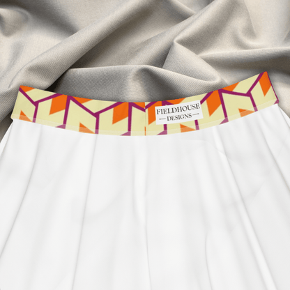Citrus Pop Geo Skater Skirt | Bold Retro Orange & Magenta Print with Funky '70s Vibes - Skater Skirt