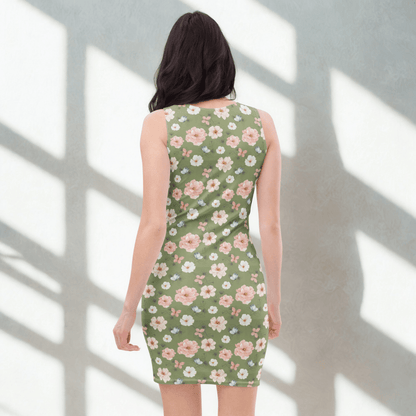 Cottagecore Floral Bodycon Dress | Boho Charm with a Curve - Hugging Fit - Bodycon Dress