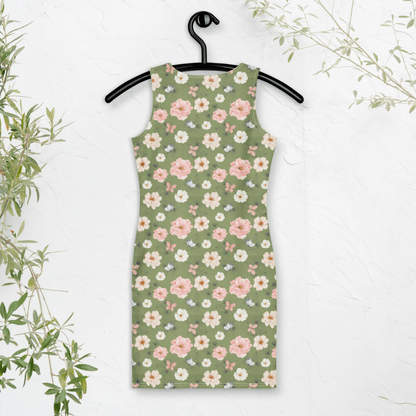 Cottagecore Floral Bodycon Dress | Boho Charm with a Curve - Hugging Fit - Bodycon Dress